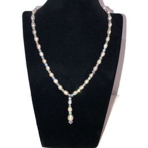 Teardrop Pearl & Swarovski Crystal Bead Necklace